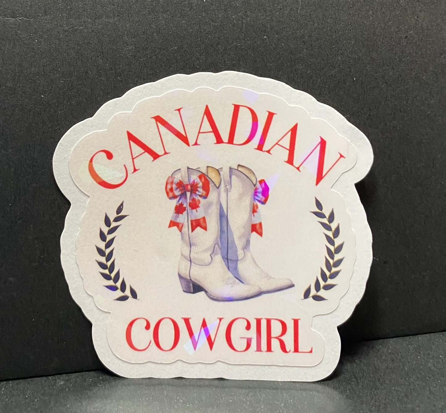Canadian Cow Girl holographic sticker