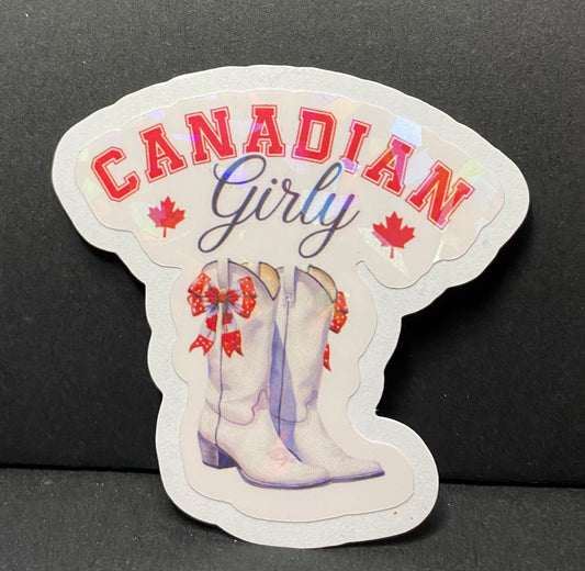 Canadian Girly holographic sticker