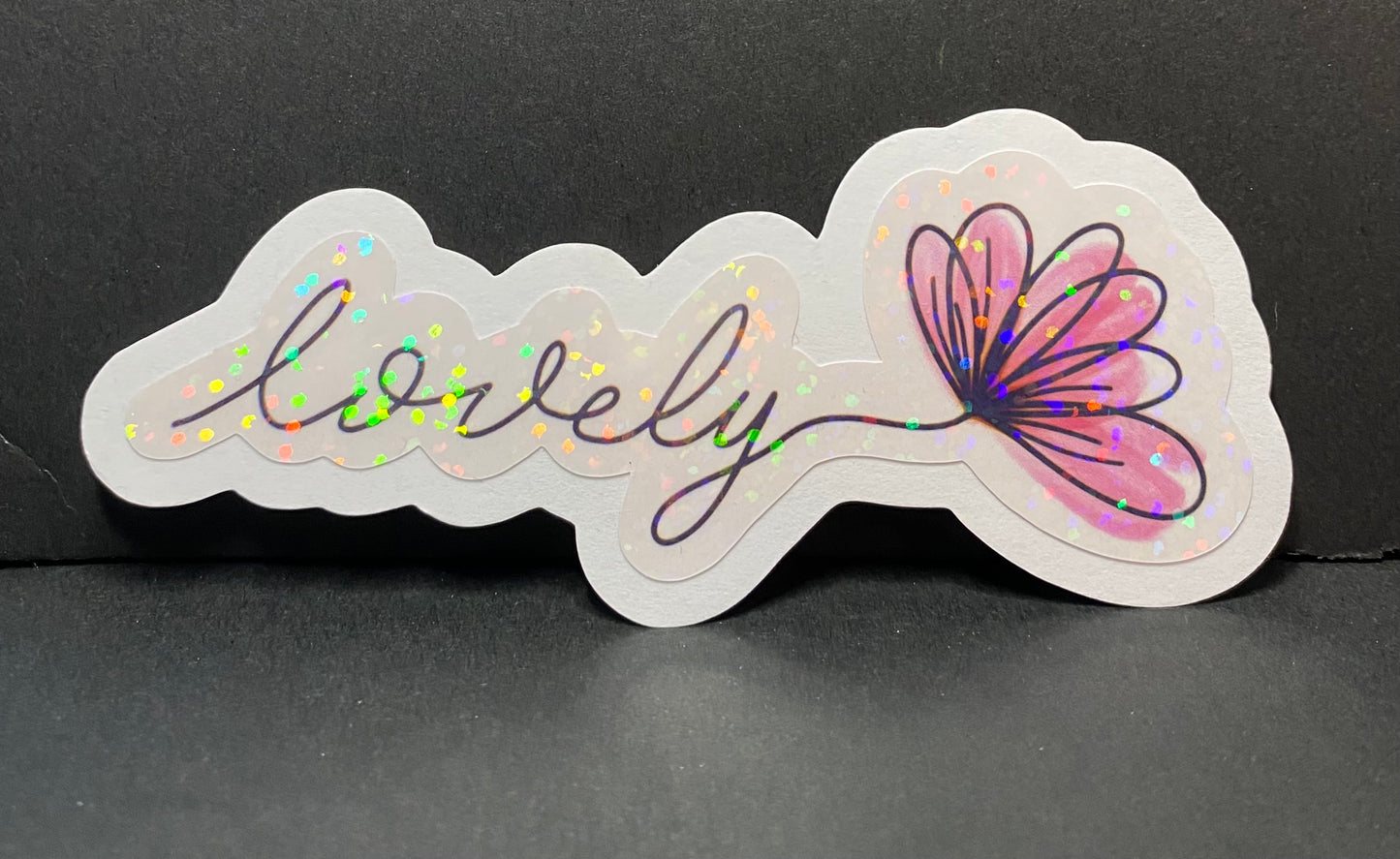 “lovely” holographic sticker